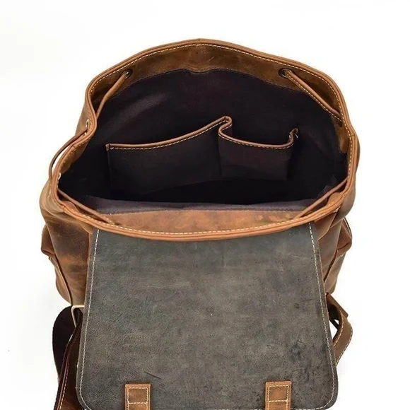 GRUNTLUXURY Brown Buffalo Leather Backpack